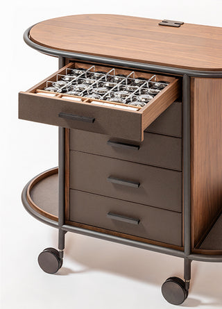 Arcade Wood Coffee and Tea Cart Oval • Giobagnara