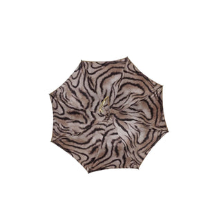 Double Brown/ Flocked Tiger Print Umbrella with Jewel Handle - Danilo Cascella Premium Store