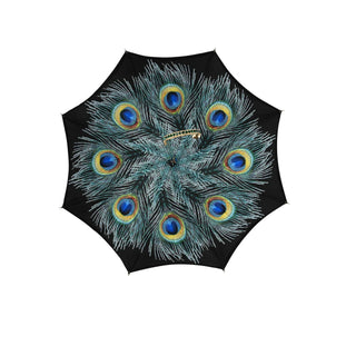 Double umbrella black/Peacock Feathers with jewel handle - Danilo Cascella Premium Store