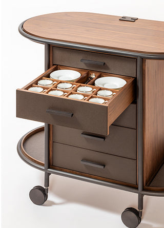Arcade Wood Coffee and Tea Cart Oval • Giobagnara 