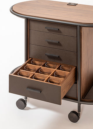 Arcade Wood Coffee and Tea Cart Oval • Giobagnara 
