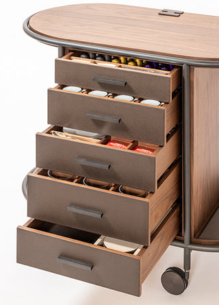 Arcade Wood Coffee and Tea Cart Oval • Giobagnara 