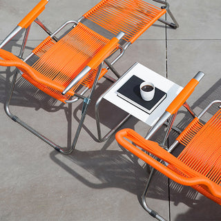 Orange Spaghetti Lounge Chair with Footrest