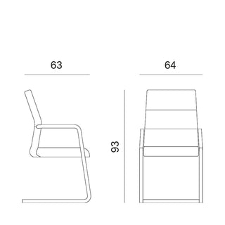 Star Visitor Chair, Skid Frame • Viganò Editor 