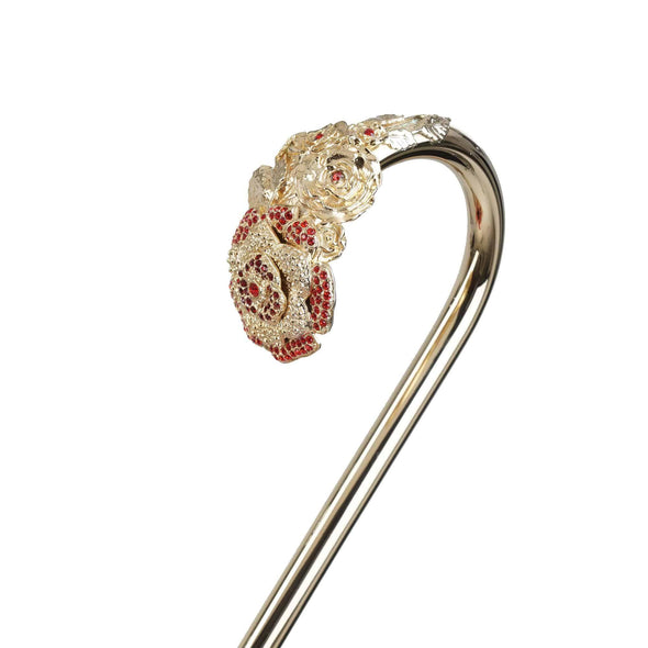 Double Red Daisy Print Umbrella with Jewel Handle - Danilo Cascella Premium Store